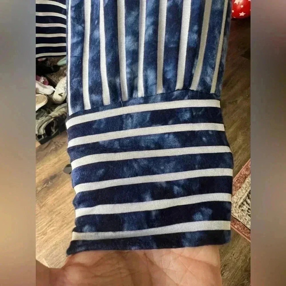 Allen B by Allen Schwartz Striped long sleeves tie dye effect blouse Sz XL - Picture 5 of 11